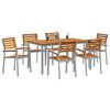 vidaXL Garden Dining Set 7 pcs Gray and brown 59.1" x 35.4" x 29.5