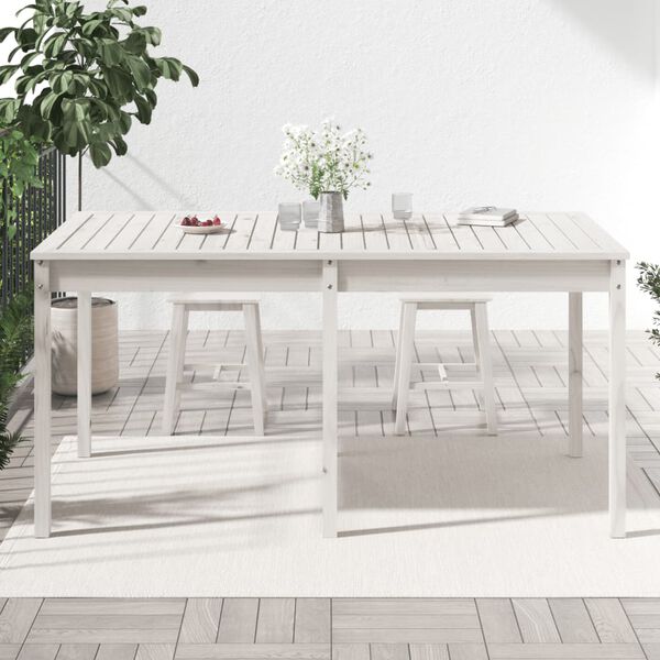 vidaXL Garden Table White Solid Pine Wood Medium Classic/Traditional