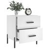 vidaXL Bedside Cabinet Set of 2 White Engineered Wood, Iron