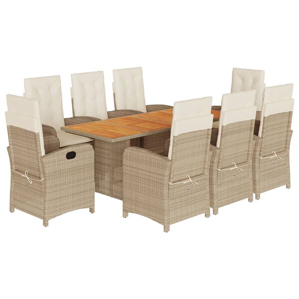 vidaXL Dining Set Beige and brown with mix beige and light gray cushions