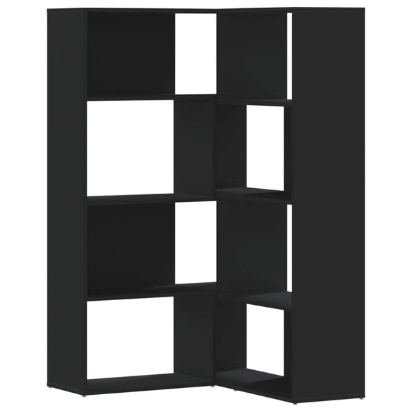 vidaXL Corner Bookcase Black Engineered Wood Tall Modular