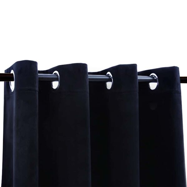 vidaXL Blackout Curtains with Rings 2 pcs Velvet Black 55.1x88.6"