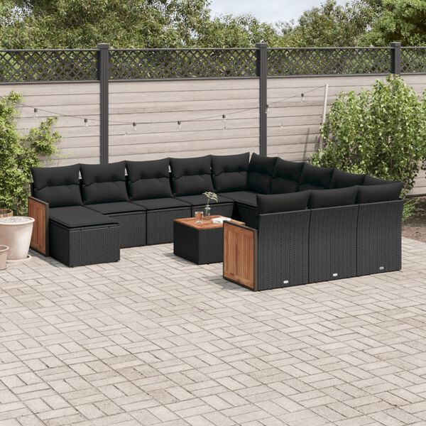 vidaXL Garden Sofa Set Black