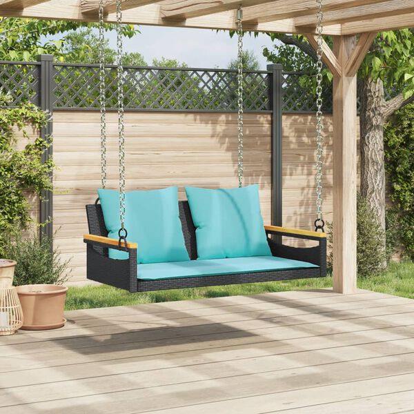 vidaXL Patio Swing Bench Black and Blue