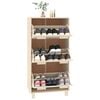 vidaXL Shoe Cabinet Honey Brown Solid pine wood, MDF, plastic Medium