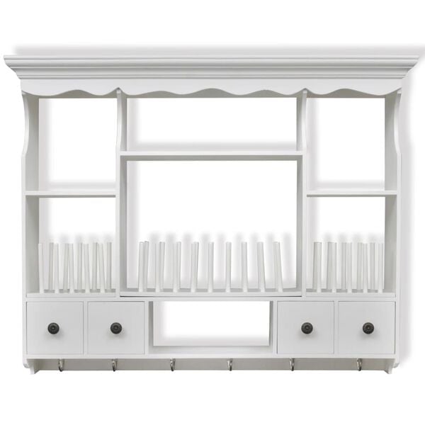 vidaXL Cabinet White MDF, Pine Wood, Iron Medium Cabinet Rectangular