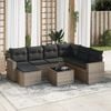 vidaXL Garden Sofa Set Grey PE rattan, powder-coated steel, tempered glass