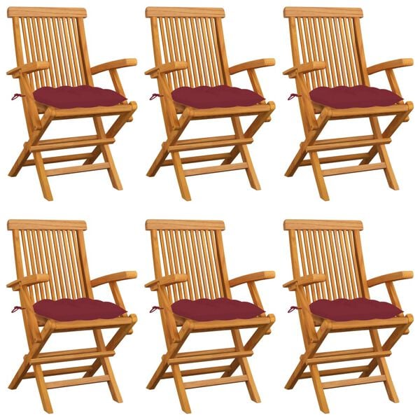 vidaXL Patio Chair Set of 6 Wine Red