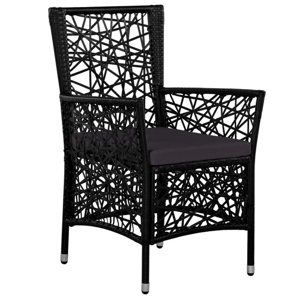 vidaXL Dining Set Black, Dark Grey PE rattan, Steel, Tempered Glass Large