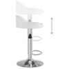 vidaXL Bar Stool Set of 2 White Faux leather, chromed steel Adjustable