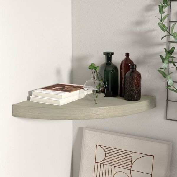 vidaXL Corner Shelf Oak Honeycomb MDF, metal 13.8 in x 13.8 in x 1.5 in