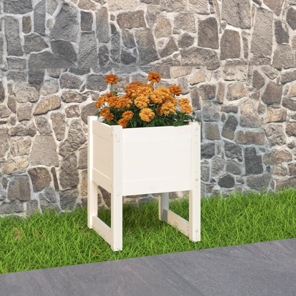 vidaXL Planter White Solid pine wood 15.7x15.7x20.7 inches