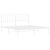 vidaXL Bed Frame White Powder-Coated Steel Queen Modern Bed Frame