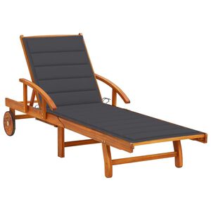 vidaXL Sunlounger Anthracite, Wood Brown Solid Acacia wood, Polyester fabric