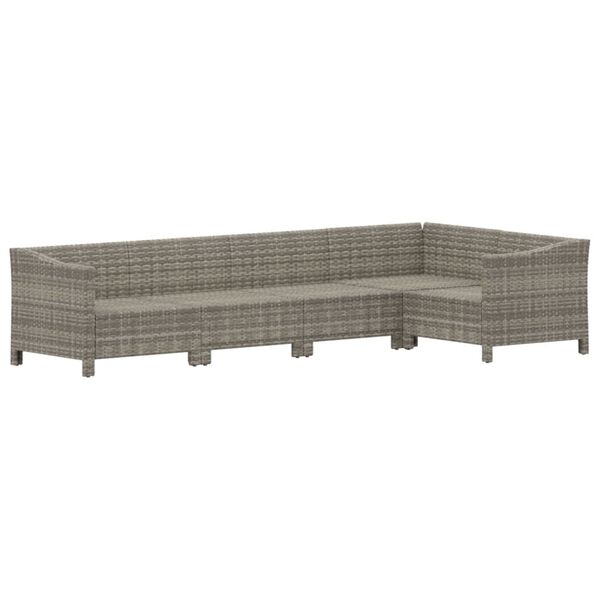 vidaXL Garden Lounge Set Gray PE rattan 5 Piece Set Modular