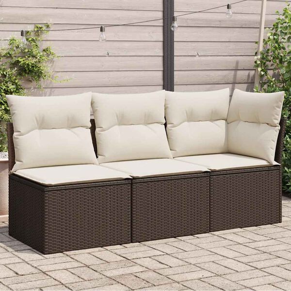 vidaXL Garden Sofa Brown, Cream White