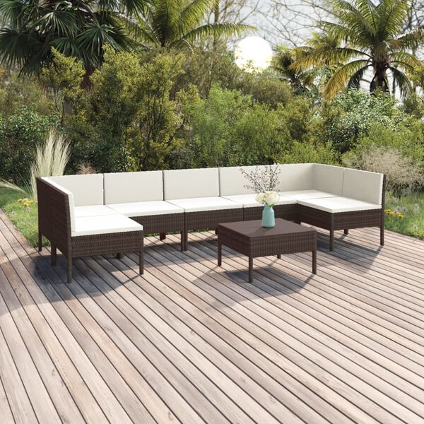 vidaXL Garden Lounge Set Brown, Cream White
