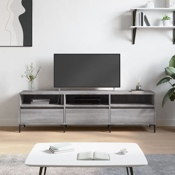 vidaXL TV Cabinet Grey Sonoma Engineered Wood, Iron Large TV Cabinet