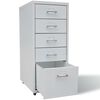 vidaXL Drawer Unit Grey Steel Medium Filing Cabinet Rectangular