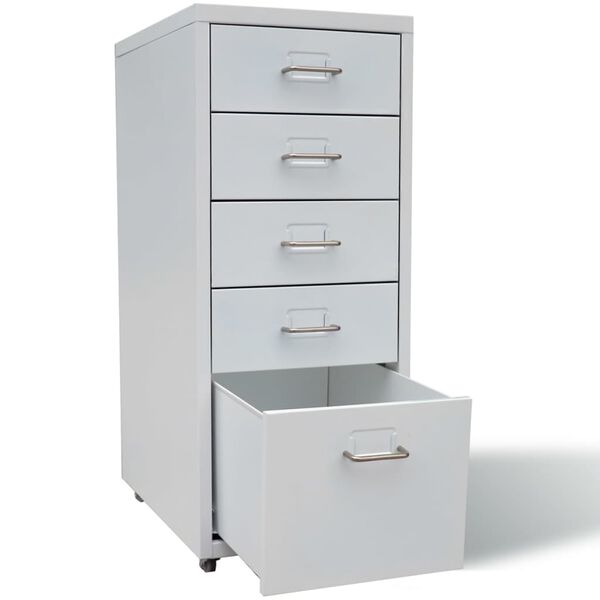 vidaXL Drawer Unit Grey Steel Medium Filing Cabinet Rectangular