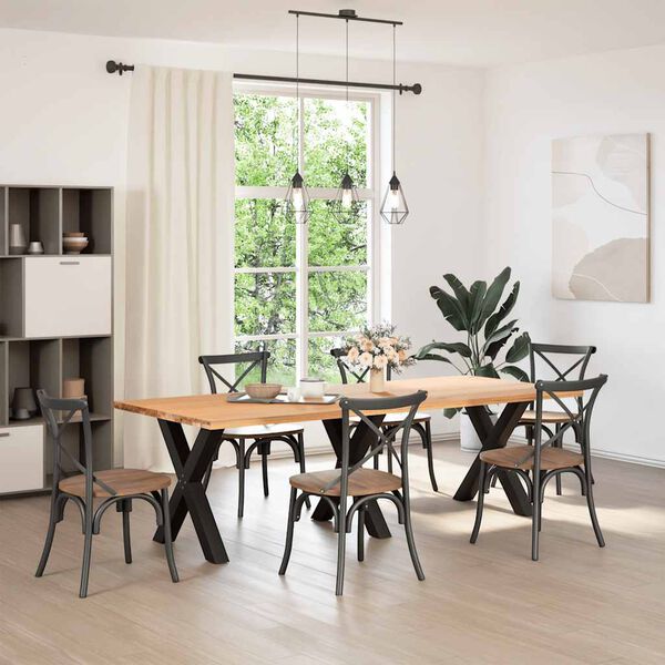 vidaXL Dining Table Leg Set of 3 Black Powder-Coated Steel Medium