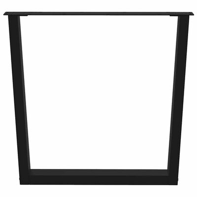 Frontal view of a square U-shaped black metal leg.