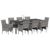 vidaXL Garden Dining Set with Cushion 9 pcs Grey Poly Rattan
