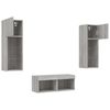 vidaXL 4 Piece TV Wall Stands with LED Lights Gray Sonoma
