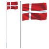 vidaXL Denmark Flag Multicolor Aluminum Large Height-Adjustable