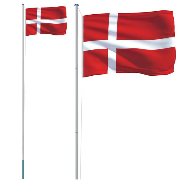 vidaXL Denmark Flag Multicolor Aluminum Large Height-Adjustable