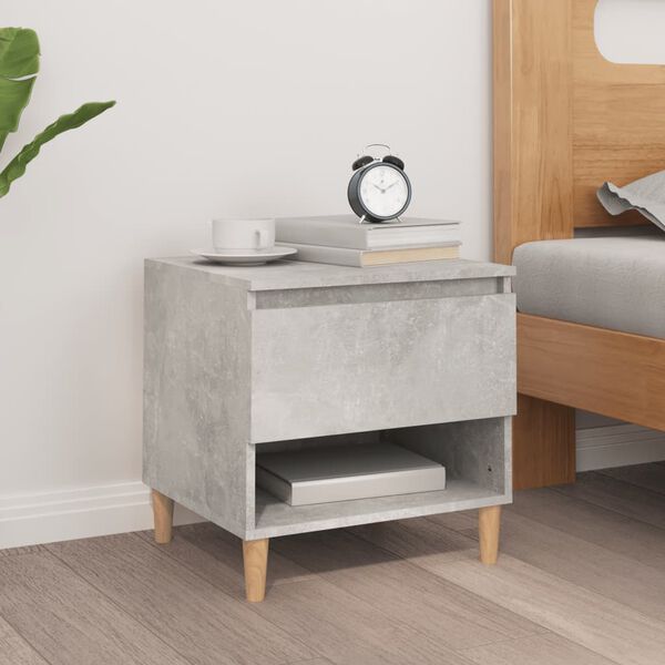 vidaXL Bedside Table Concrete Grey Engineered Wood 19.7 x 18.1 x 19.7 in