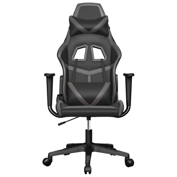 vidaXL Gaming Chair Black and Grey Faux Leather One Size Swivel
