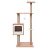 vidaXL Cat Tree Brown, White Wood, MDF, veneer, sisal, jute, faux fur