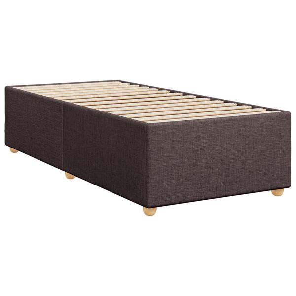 vidaXL Bed Frame Dark Brown Polyester, Plywood, Engineered wood