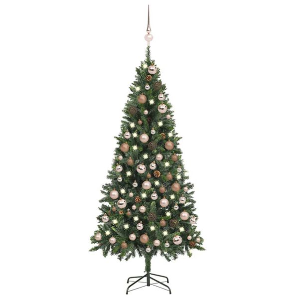 vidaXL Artificial Pre-lit Christmas Tree with Ball Set&Pine Cones 70.9"