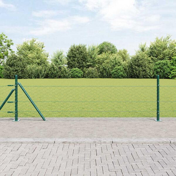 vidaXL Fence Post Green 82.02 x 1.31 ft (1.97 in mesh) Steel and PVC
