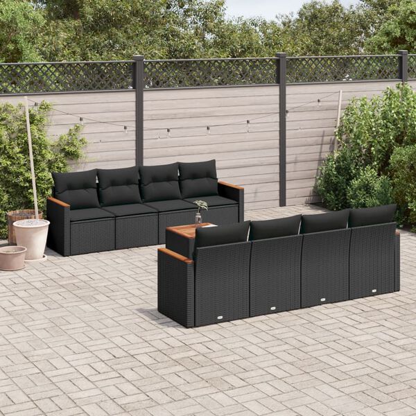 vidaXL Garden Sofa Set Black