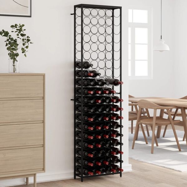 vidaXL Wine Rack for 95 Bottles Black 21.3"x7.1"x78.7" Wrought Iron
