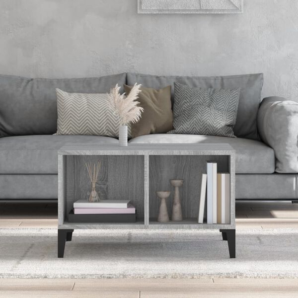 vidaXL Coffee Table Gray Sonoma Engineered wood, metal 23.6x19.7x14.4 in