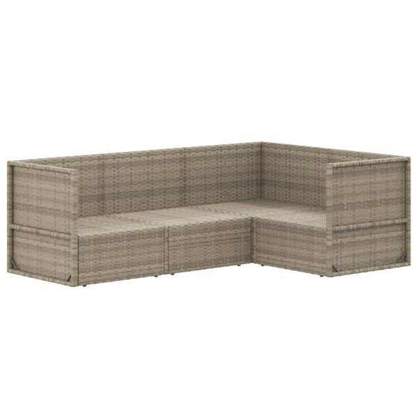 vidaXL Garden Lounge Set Grey PE Rattan, Powder-Coated Steel
