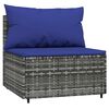 vidaXL Patio Lounge Set Gray with dark blue cushions