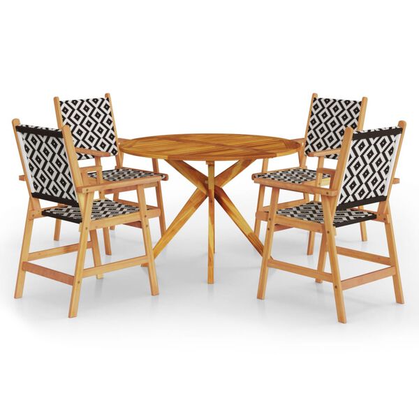 vidaXL Garden Dining Set Natural Wood Solid Acacia Wood, Poly Rattan