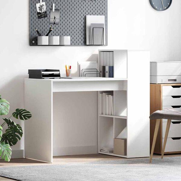 vidaXL Desk with Shelf White 108 x 55 x 103.5 cm Engineered wood