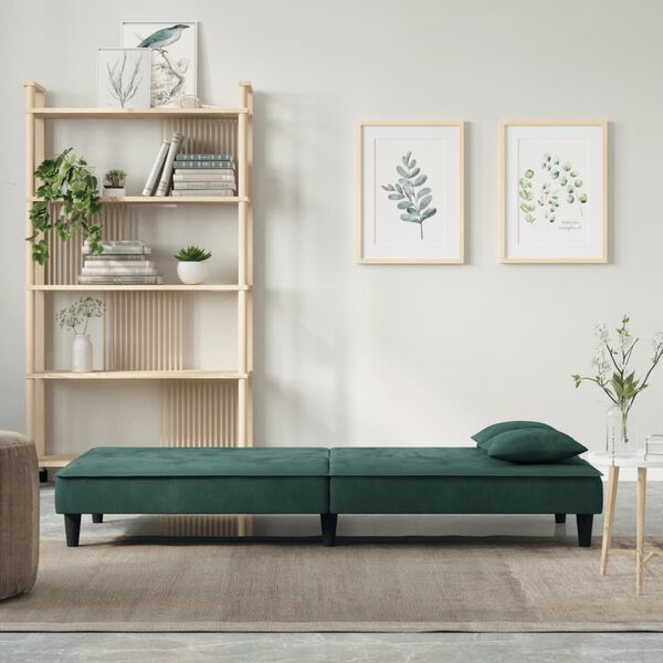 vidaXL Sofa Bed Dark Green Velvet (100% polyester), plywood, foam Standard