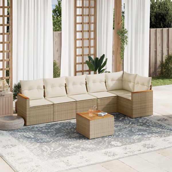 vidaXL Garden Sofa Set Beige, Cream White