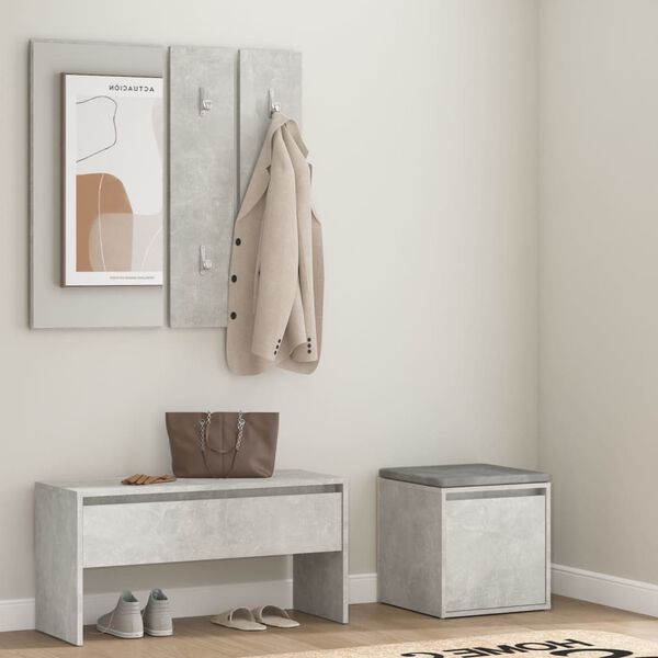 vidaXL Hallway Furniture Set Concrete grey Engineered wood Medium