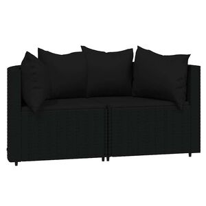 vidaXL Patio Corner Sofa Black