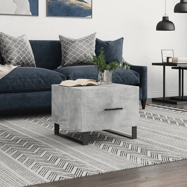 vidaXL Coffee Table Concrete Grey Engineered Wood, Iron Medium