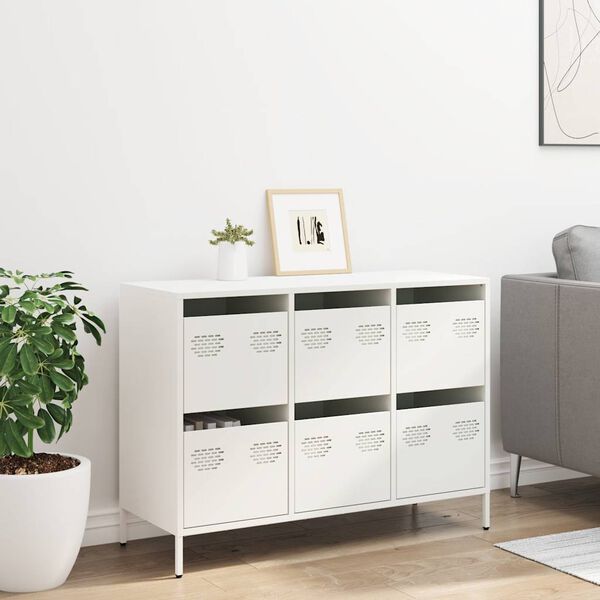 vidaXL Sideboard White Cold-rolled steel Medium Sideboard Rectangular