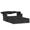 vidaXL Double Sun Lounger Black PE rattan, powder-coated steel Double